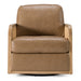 Danson - Modern Tan Leather + Wicker Swivel Accent Chair