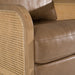 Danson - Modern Tan Leather + Wicker Swivel Accent Chair