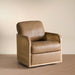 Danson - Modern Tan Leather + Wicker Swivel Accent Chair