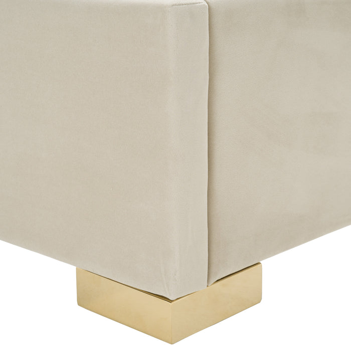 Daystar - Modern Beige Velvet & Gold Bed