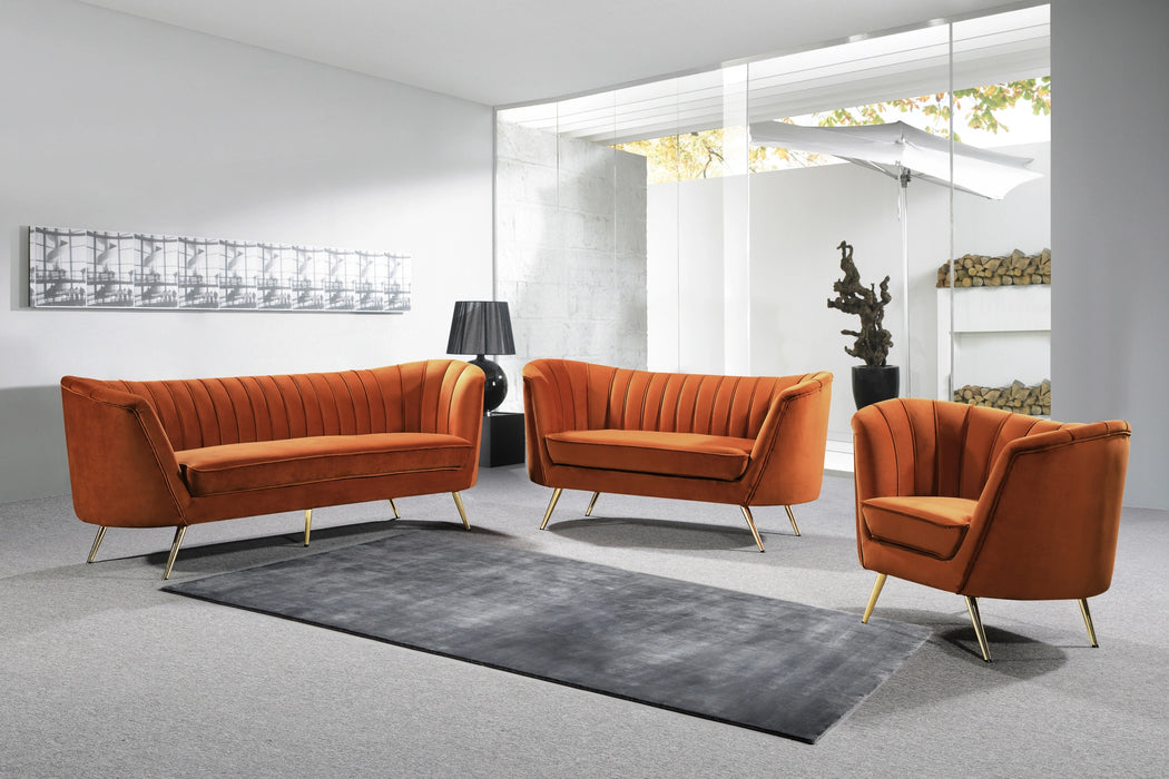 Margo Cognac Velvet Sofa