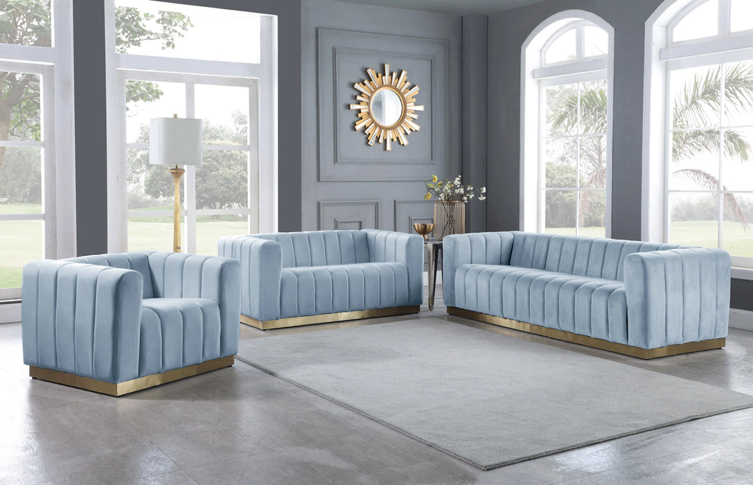 Marlon Sky Blue Velvet Chair