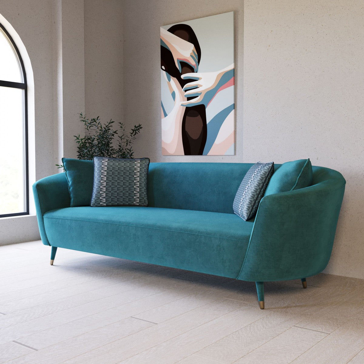 Philali - Modern Aqua Velvet Sofa