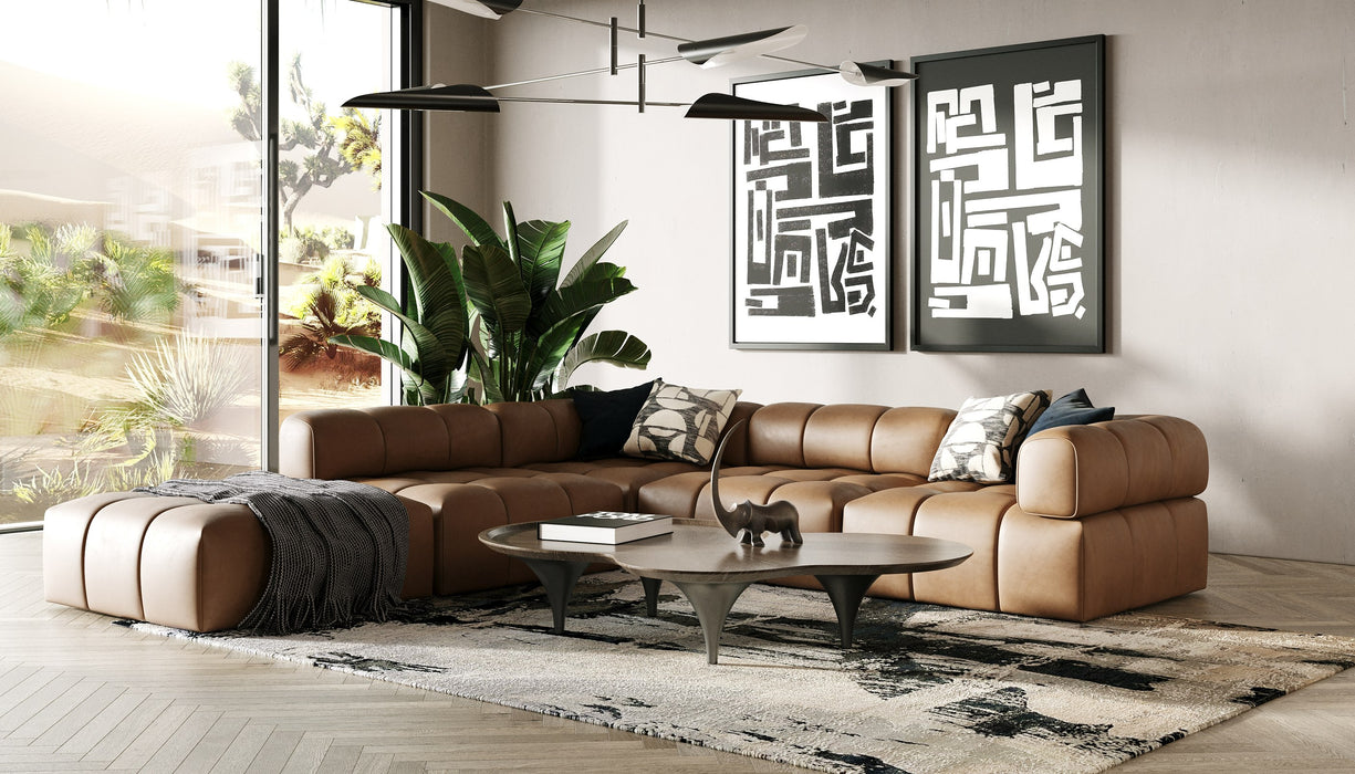 Everest - Modern Brown Leather Modular Armless Sectional Seat