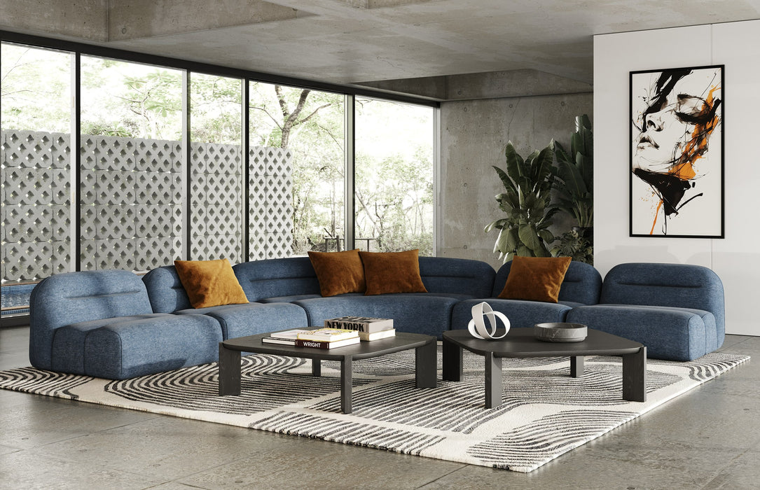 Forman - Modern Blue Fabric Modular Armless Sectional Seat