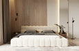 Tyree - Modern Tufted Off-White Fabric Bed