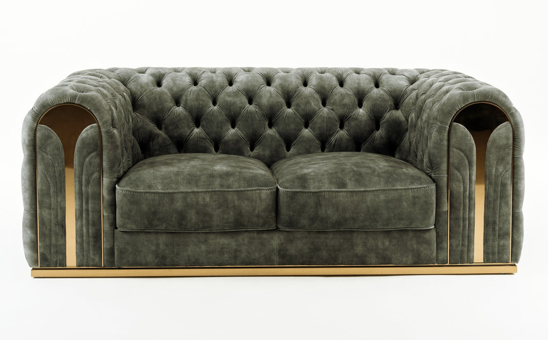 Dosie - Transitional Grey Velvet Loveseat