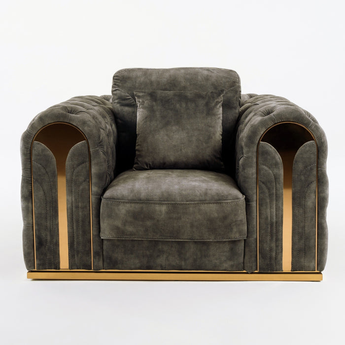 Dosie - Transitional Grey Velvet Chair