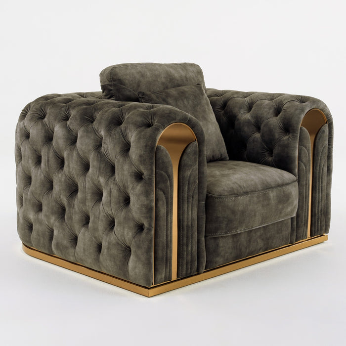 Dosie - Transitional Grey Velvet Chair