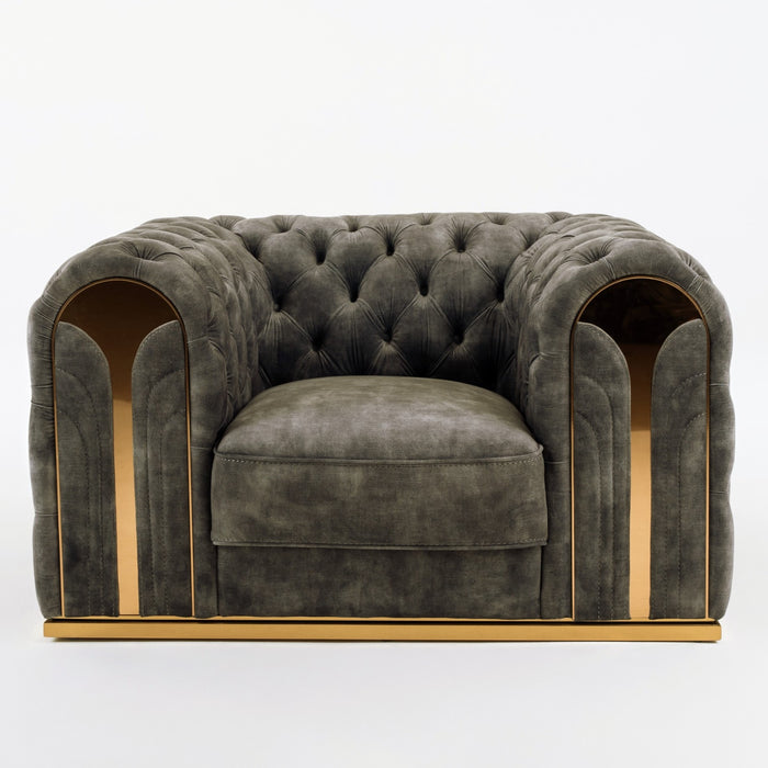 Dosie - Transitional Grey Velvet Chair
