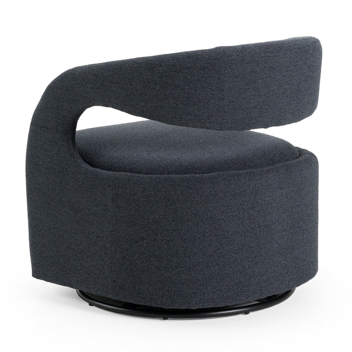 Dowsett - Modern Charcoal Fabric Swivel Accent Chair