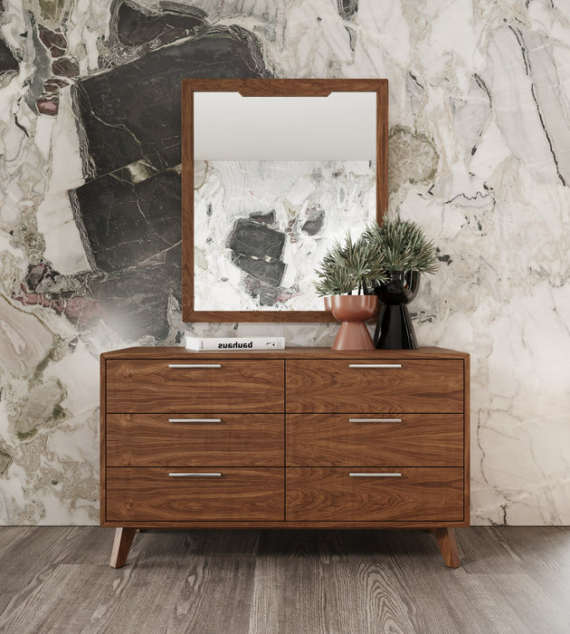 Addison +Soria - Mid-Century Modern Grey Fabric + Walnut 4-Piece Bedroom Set