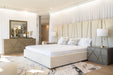 Nixa - Modern Beige Velvet + Brushed Bronze Bed-queen