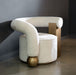 Tranquil - Contemporary Beige Fabric + Antique Brass Accent Chair
