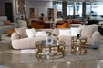 Trevor - Modern Tan Fabric Curved Sectional Sofa