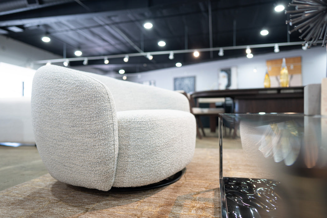 Omaha - Modern Swivel Off White Fabric Chair