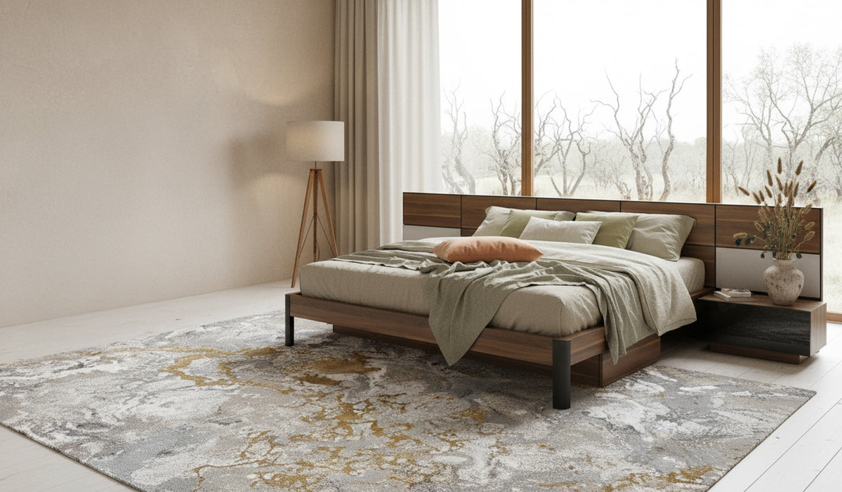 Rondo Mid-Century Platform Bed w/ Nightstands Storage And Lights