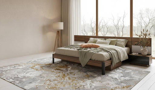 Rondo Mid-Century Platform Bed w/ Nightstands Storage And Lights