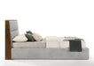 Dustin - Modern Grey Fabric & Walnut Trimmed Bedroom Set