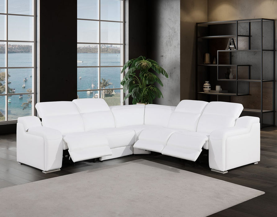 Global United 6111 5-Piece L-Shaped Power Sectional – White