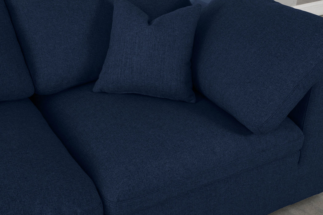 Serene Navy Linen Fabric Deluxe Cloud Modular Sectional