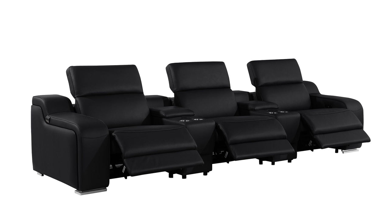 Global United 6111 L-Shaped Power Reclining Sectional | Genuine Leather
