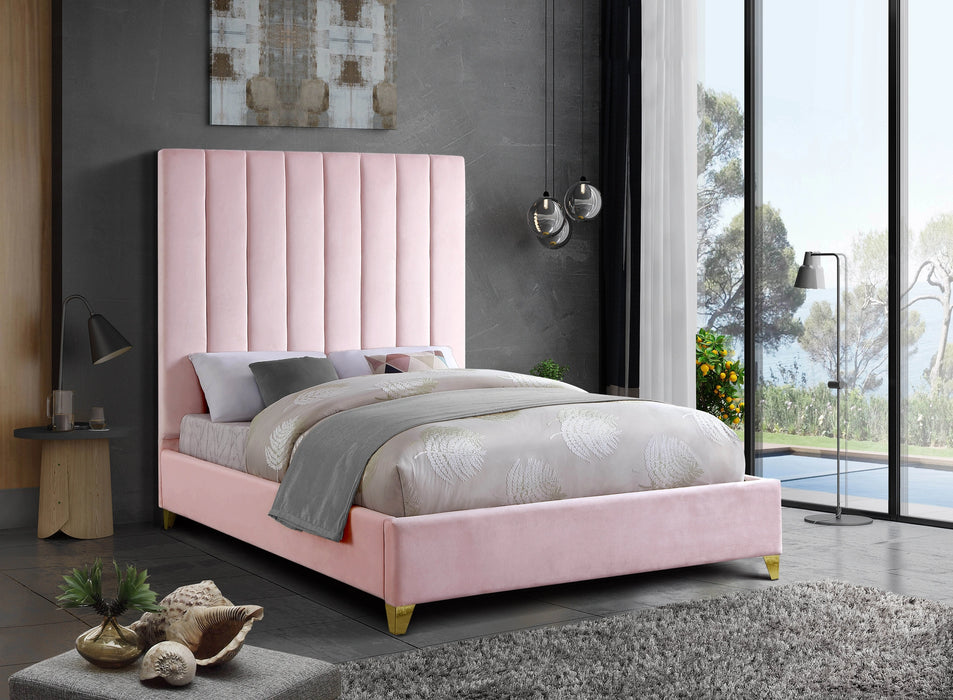 Via Pink Velvet King Bed