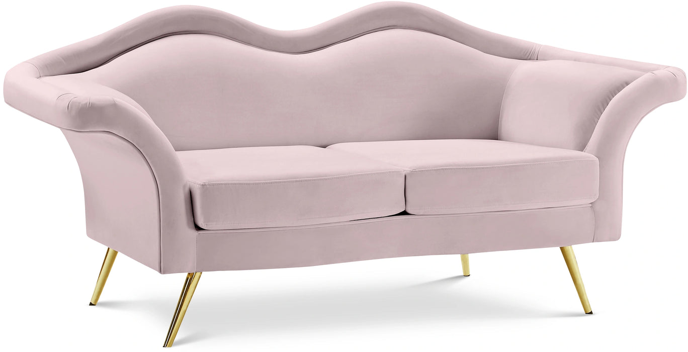 Lips Pink Velvet Loveseat