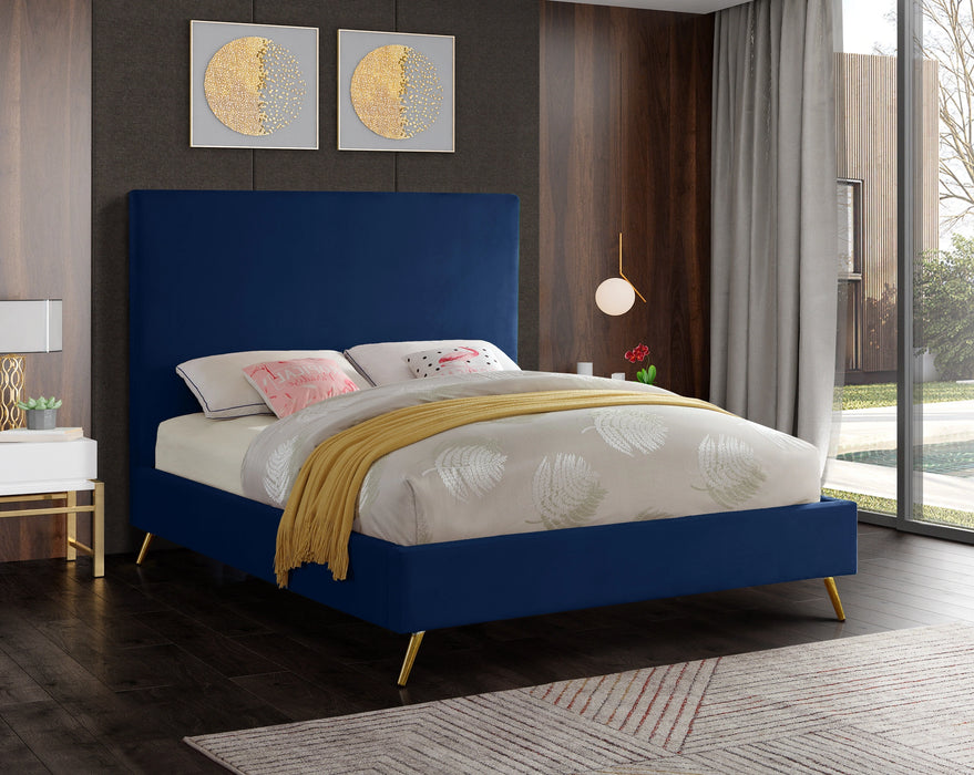 Jasmine Navy Velvet Queen Bed