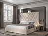 Eldora - Glam Beige Velvet and Brushed Brass Bed