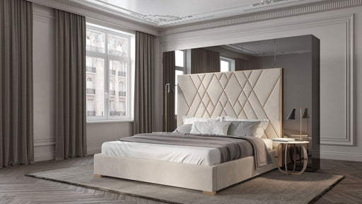 Eldora - Glam Beige Velvet and Brushed Brass CK Bed