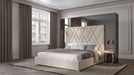 Eldora - Eastern King Glam Beige Velvet and Brushed Brass Bed