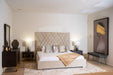 Eldora - Queen Glam Beige Velvet and Brushed Brass Bed