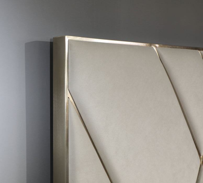 Eldora - Glam Beige Velvet and Brushed Brass Bed