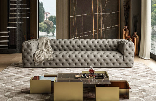 Ellington - Italian Grey Nubuck Leather 4-Seater Sofa