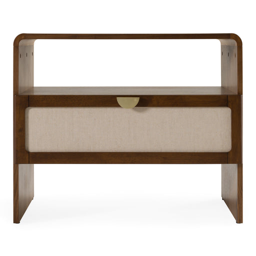 Emilio - Modern Natural Burlap + Walnut Nightstand