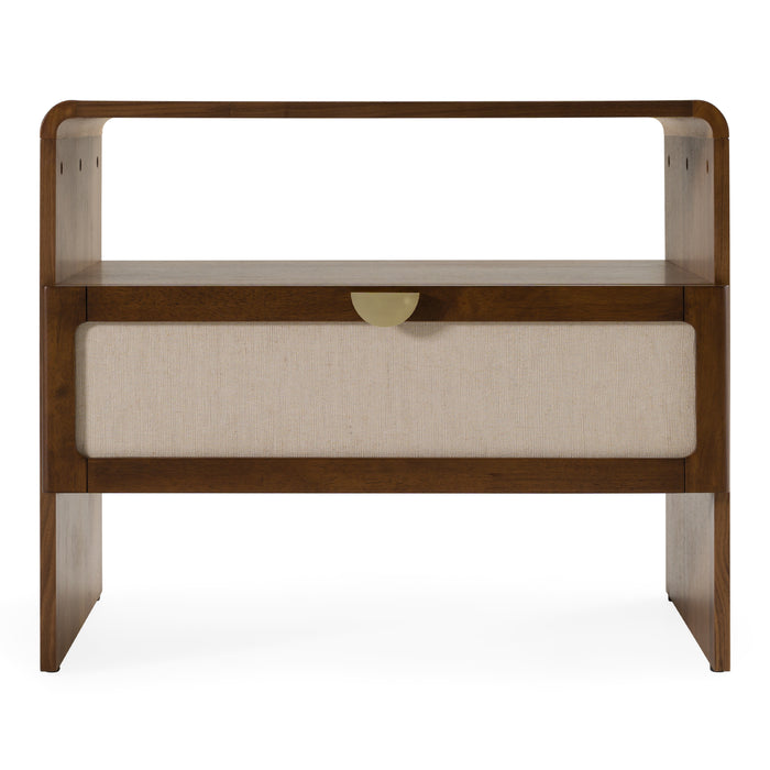 Emilio - Modern Natural Burlap + Walnut Nightstand