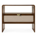Emilio - Modern Natural Burlap + Walnut Nightstand