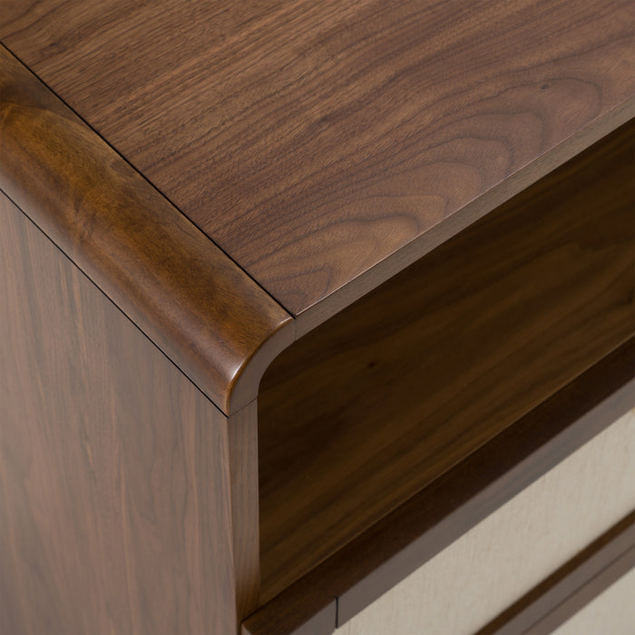Emilio - Modern Natural Burlap + Walnut Dresser