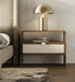 Emilio - Modern Natural Burlap + Walnut Nightstand