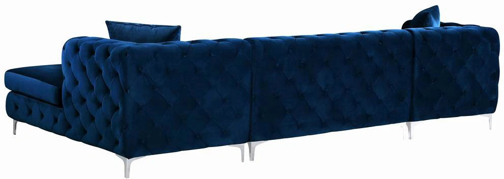 Gail Navy Velvet 3pc. Sectional
