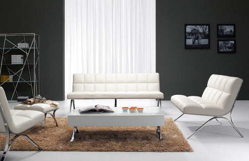 Antimony Mid-Century White Leatherette Sofa Set