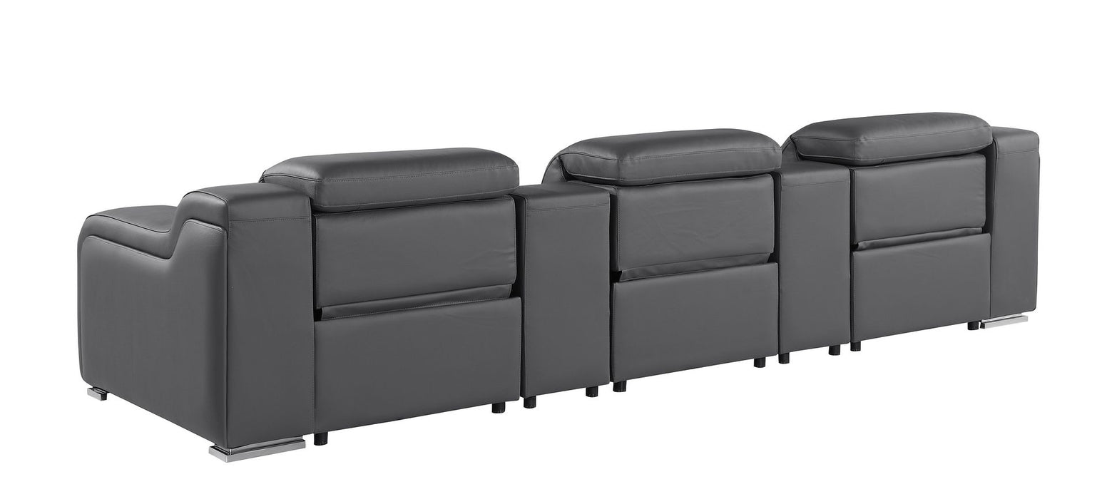 Global United 6111 L-Shaped Power Reclining Sectional | Genuine Leather