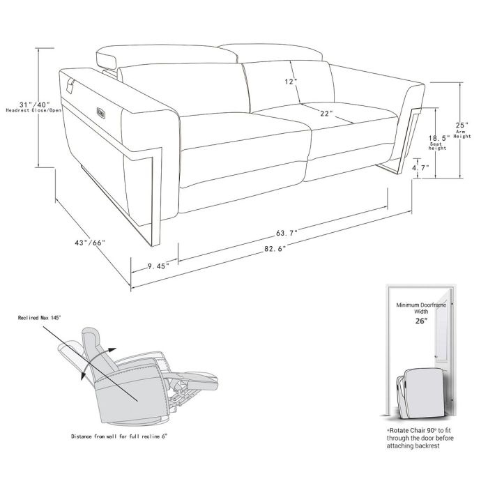 DivanItalia 990 3-Piece Reclining Set (Sofa, Loveseat & Chair) | Italian Leather