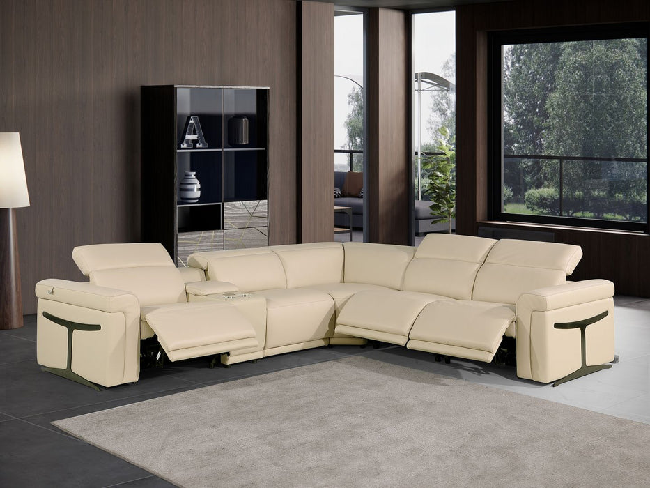 1126 DivanItalia Beige 6pc-3PR L-Shaped Sectional
