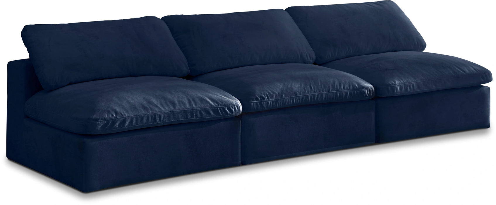 Cozy Navy Velvet Cloud Modular Armless Sofa
