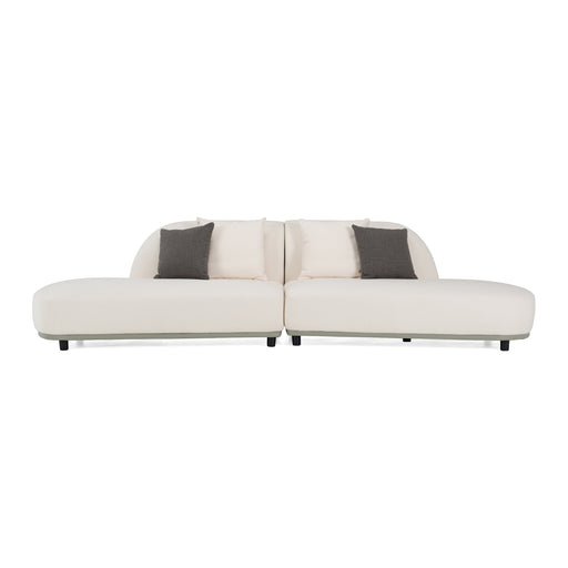 Falcone - Contemporary Off-White + Grey Bonded Leather Curved Sectional Sofa
