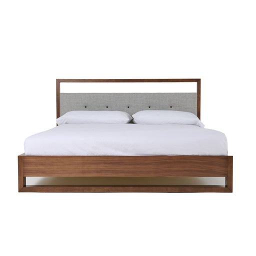 California King Falcor - Modern Grey Fabric & Walnut Veneer Bed