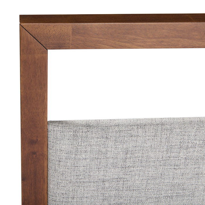 Eastern King Falcor - Modern Grey Fabric & Walnut Veneer Bed