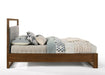 Eastern King Falcor - Modern Grey Fabric & Walnut Veneer Bed